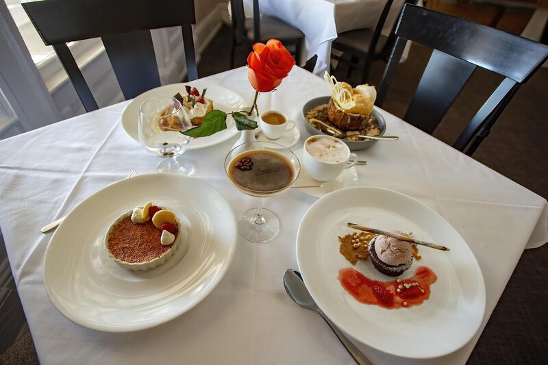 Multiple desserts with coffee and espresso martini