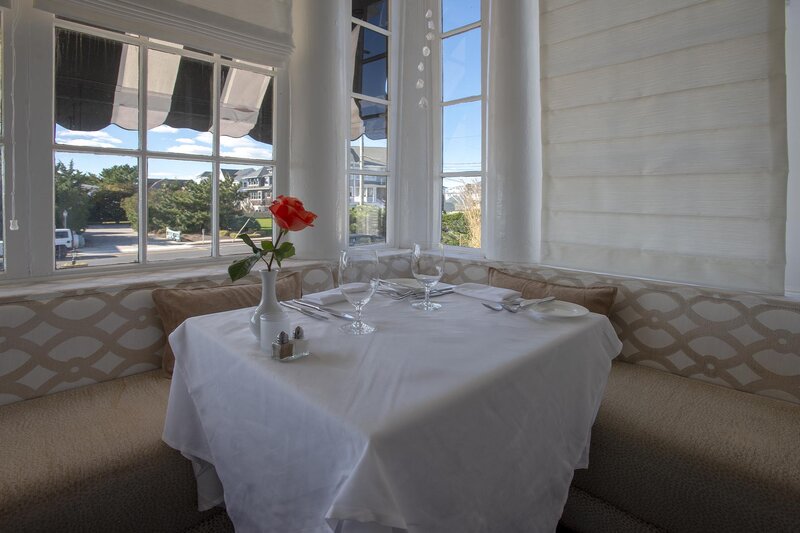 Corner booth seating set for two